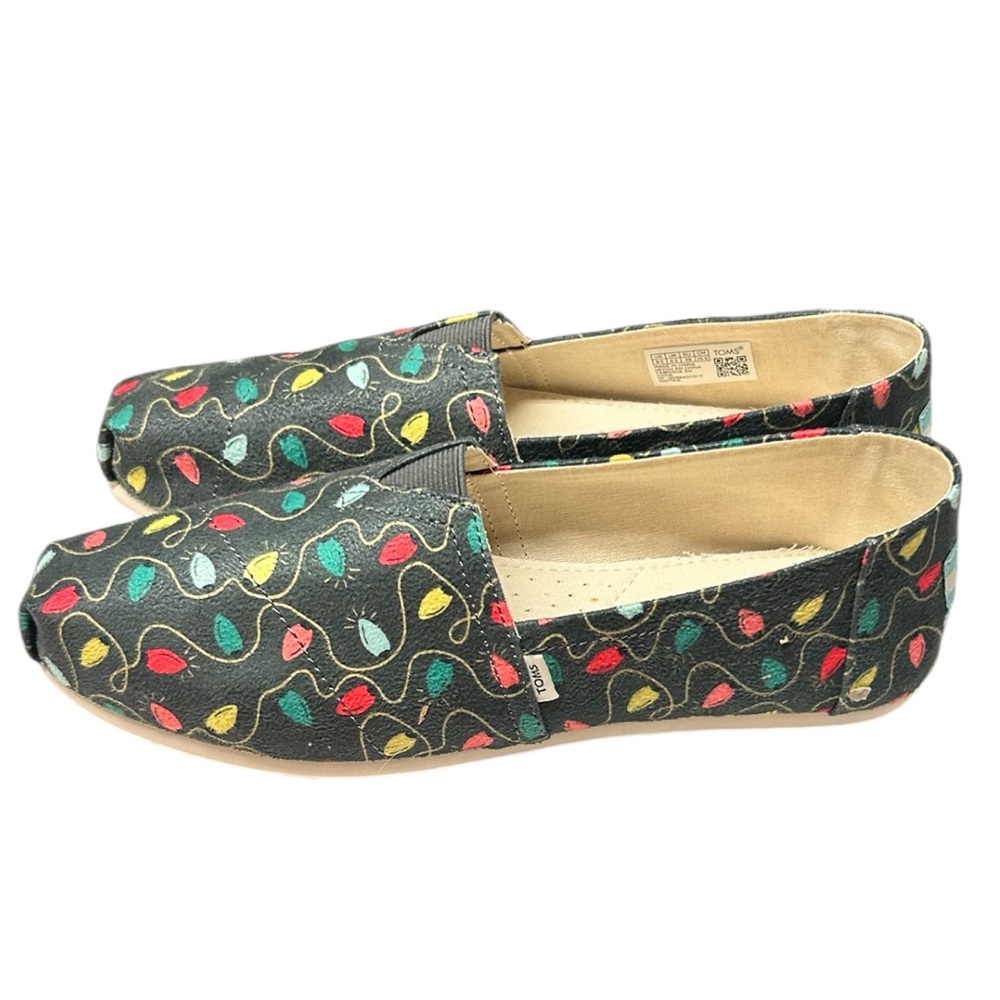 TOMS Christmas Tree Lights Holiday Shoes Size 8.5 New with Tags - Picture 3 of 3